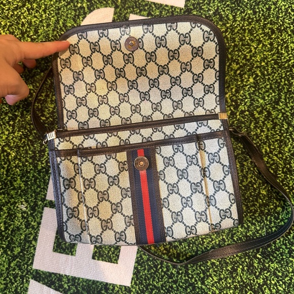 GUCCI GG Canvas Sherry Line Shoulder Crossbody
Bag Gray Red Navy Grey - Picture 2 of 6